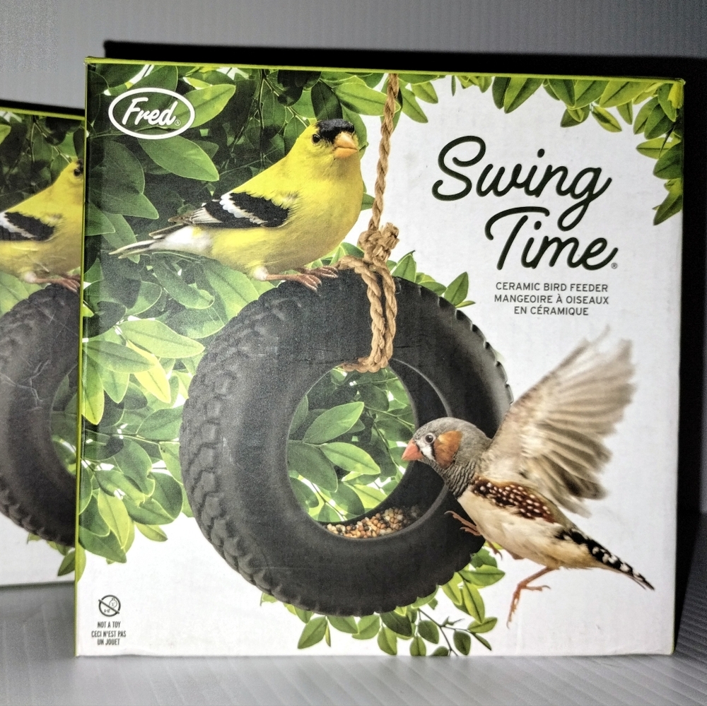 Fred Swing Time Ceramic Bird Feeder - Black and Green